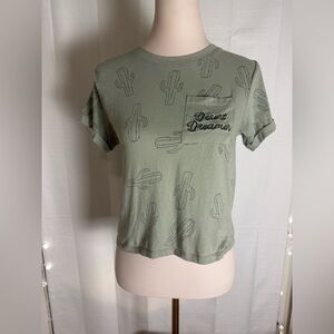 Electric Pink Women’s Cactus Print Tee – Size Small